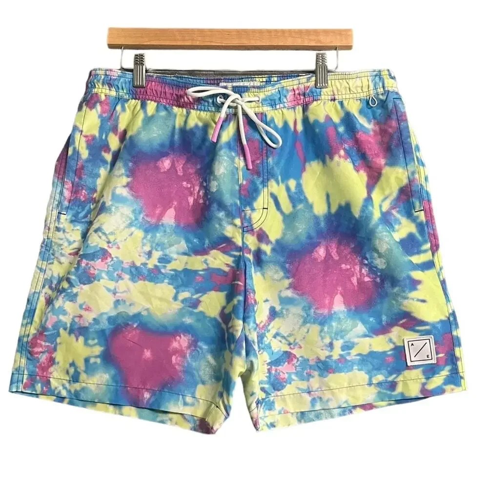 American Eagle Mens Swimming Trunks Retro Tie Dye Swim Board Shorts